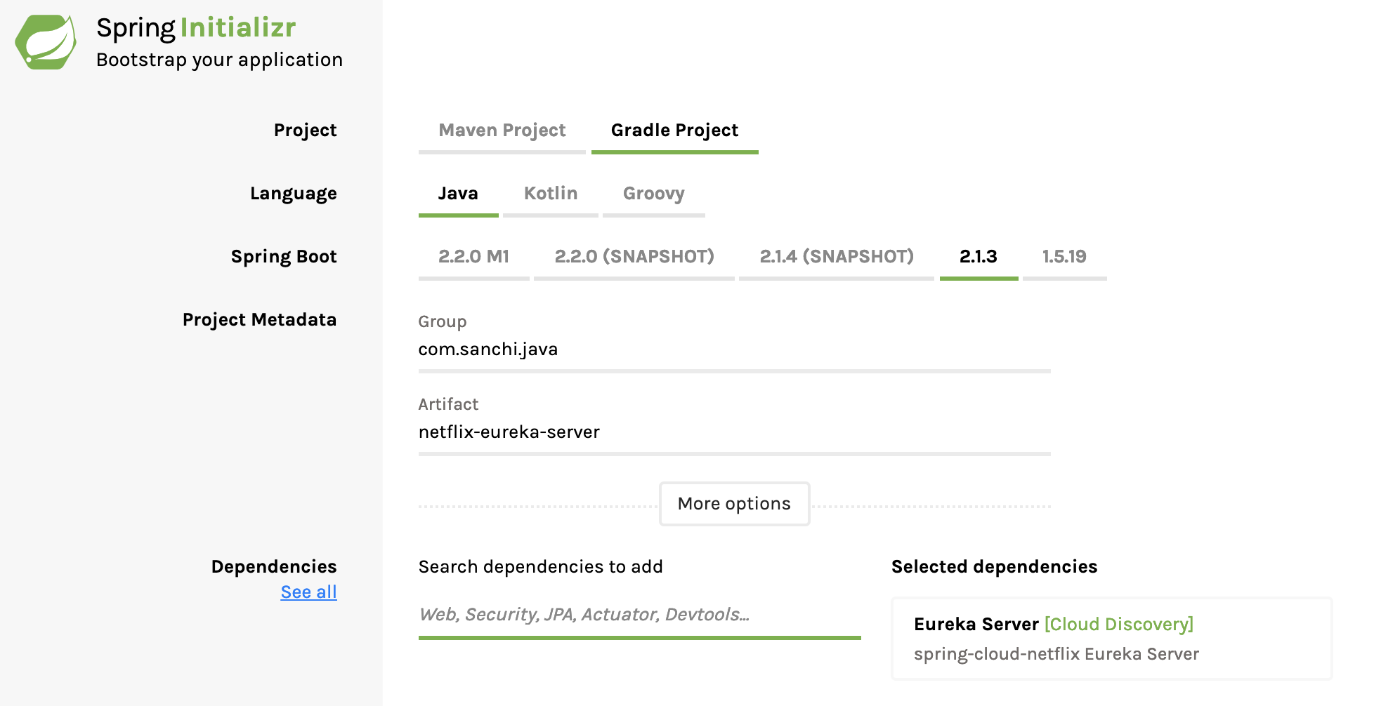 netflix-eureka-server-bootstrap